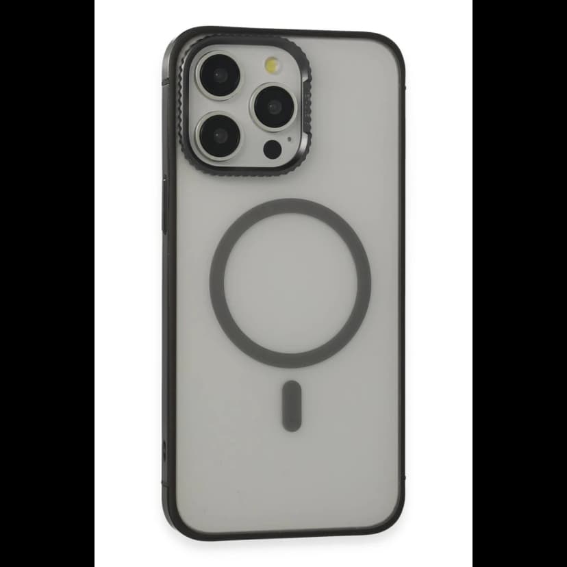 URR Apple iPhone 15 Pro Max PVDSS Lens Titanium Edge Magsafe Kapak - Siyah