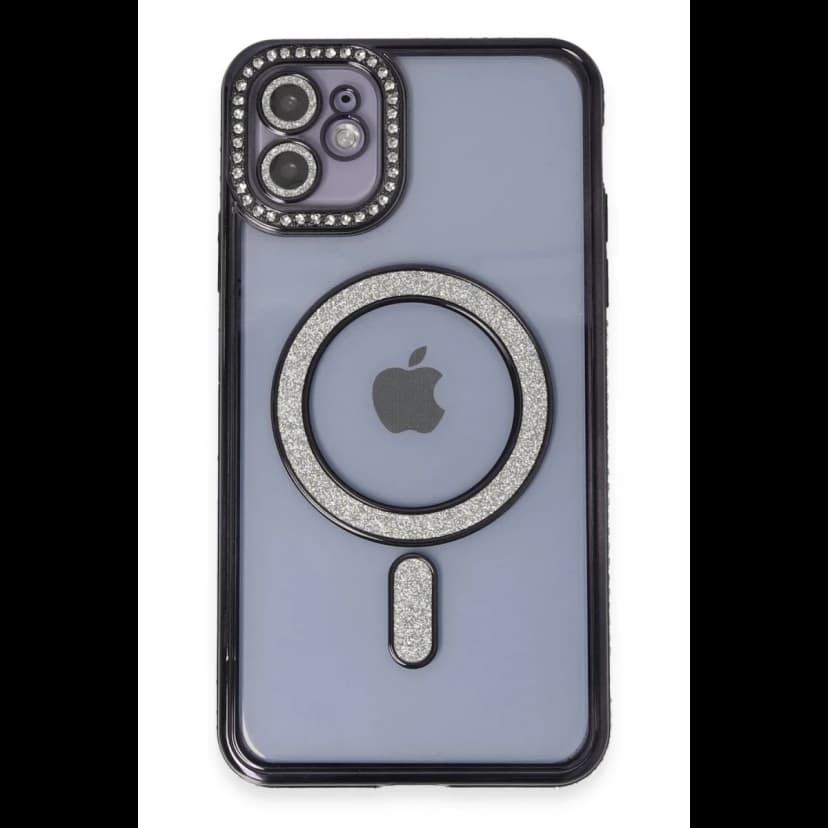 Newface Apple iPhone 11 Kılıf Joke Simli Magneticsafe Kılıf - Siyah