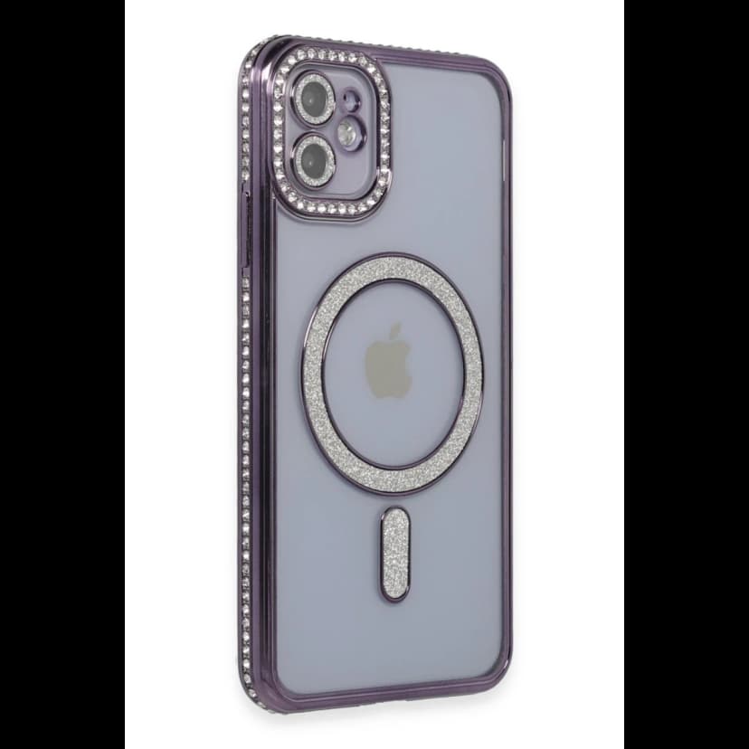 Newface Apple iPhone 11 Kılıf Joke Simli Magneticsafe Kılıf - Derin Mor