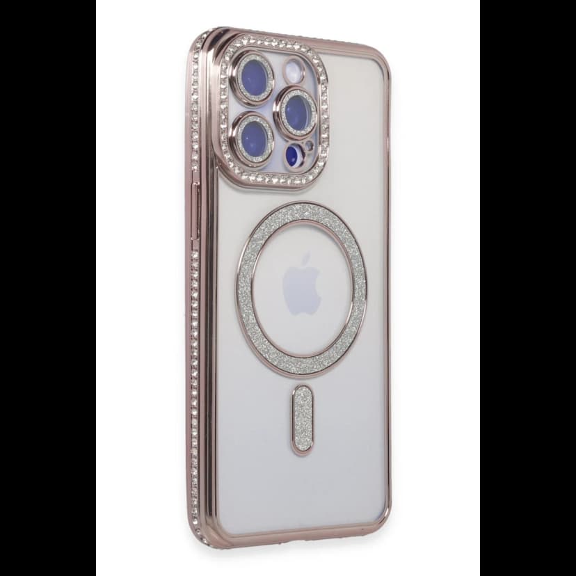 Newface Apple iPhone 14 Pro Kılıf Joke Simli Magneticsafe Kılıf - Pembe