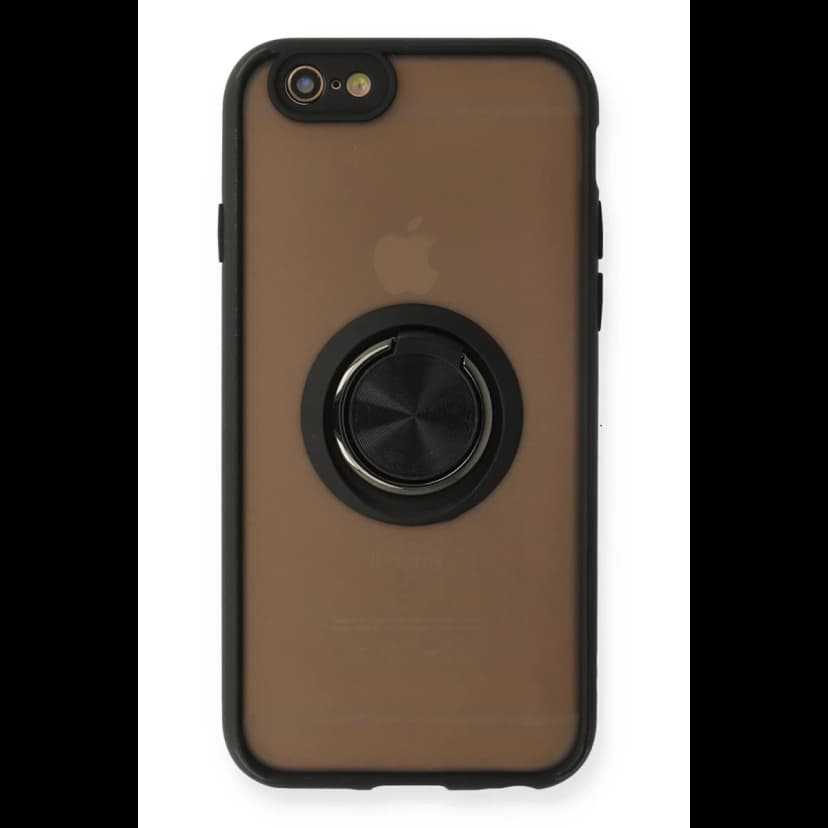 Newface Apple iPhone 6 Kılıf Montreal Yüzüklü Silikon Kapak - Siyah