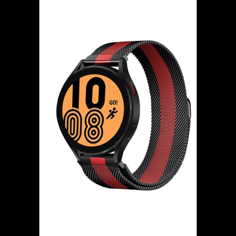 Newface Watch 20mm Metal Mıknatıslı Kordon - Siyah-Kırmızı