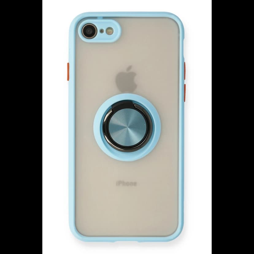 Newface Apple iPhone 7 Kılıf Montreal Yüzüklü Silikon Kapak - Buz Mavi
