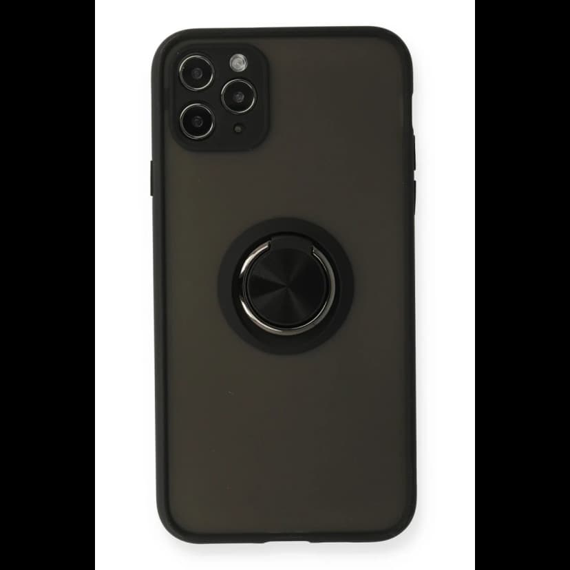 Newface Apple iPhone 11 Pro Kılıf Montreal Yüzüklü Silikon Kapak - Siyah