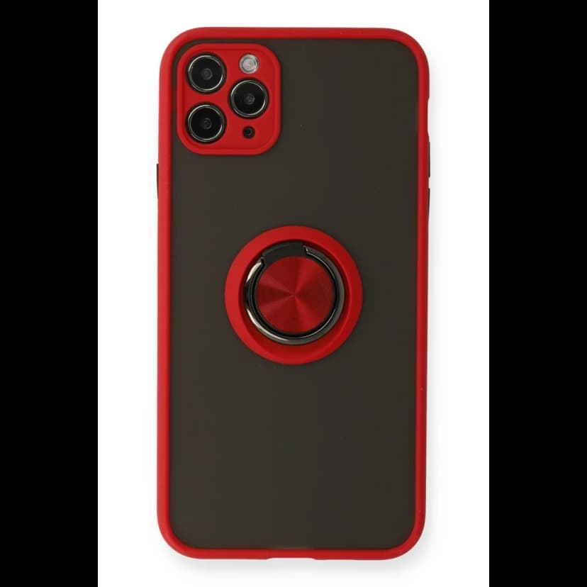 Newface Apple iPhone 11 Pro Kılıf Montreal Yüzüklü Silikon Kapak - Kırmızı