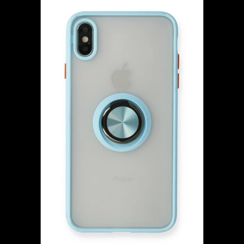 Newface Apple iPhone XS Max Kılıf Montreal Yüzüklü Silikon Kapak - Buz Mavi