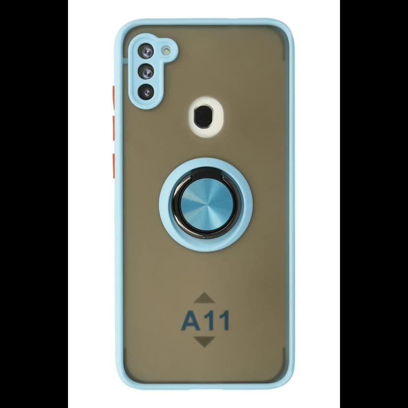 Newface Samsung Galaxy A11 Kılıf Montreal Yüzüklü Silikon Kapak - Buz Mavi