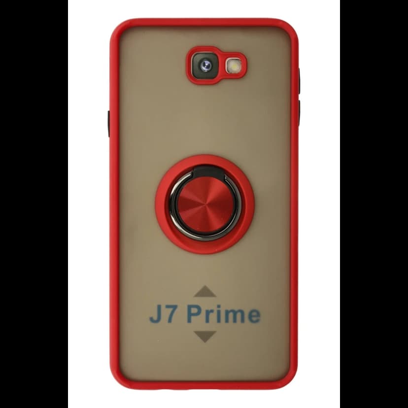 Newface Samsung Galaxy J7 Prime Kılıf Montreal Yüzüklü Silikon Kapak - Kırmızı
