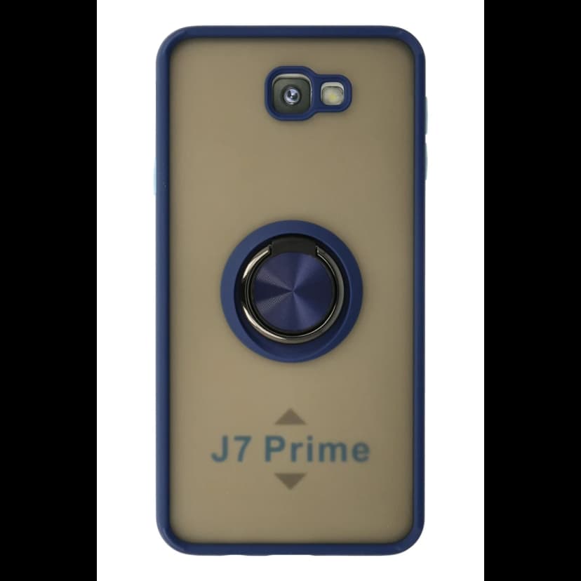 Newface Samsung Galaxy J7 Prime Kılıf Montreal Yüzüklü Silikon Kapak - Lacivert