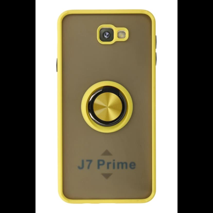 Newface Samsung Galaxy J7 Prime Kılıf Montreal Yüzüklü Silikon Kapak - Sarı