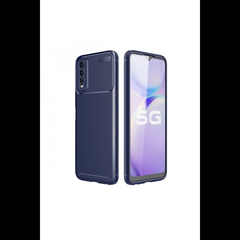 Newface Vivo Y11S Kılıf Auto Focus Karbon Kapak - Lacivert