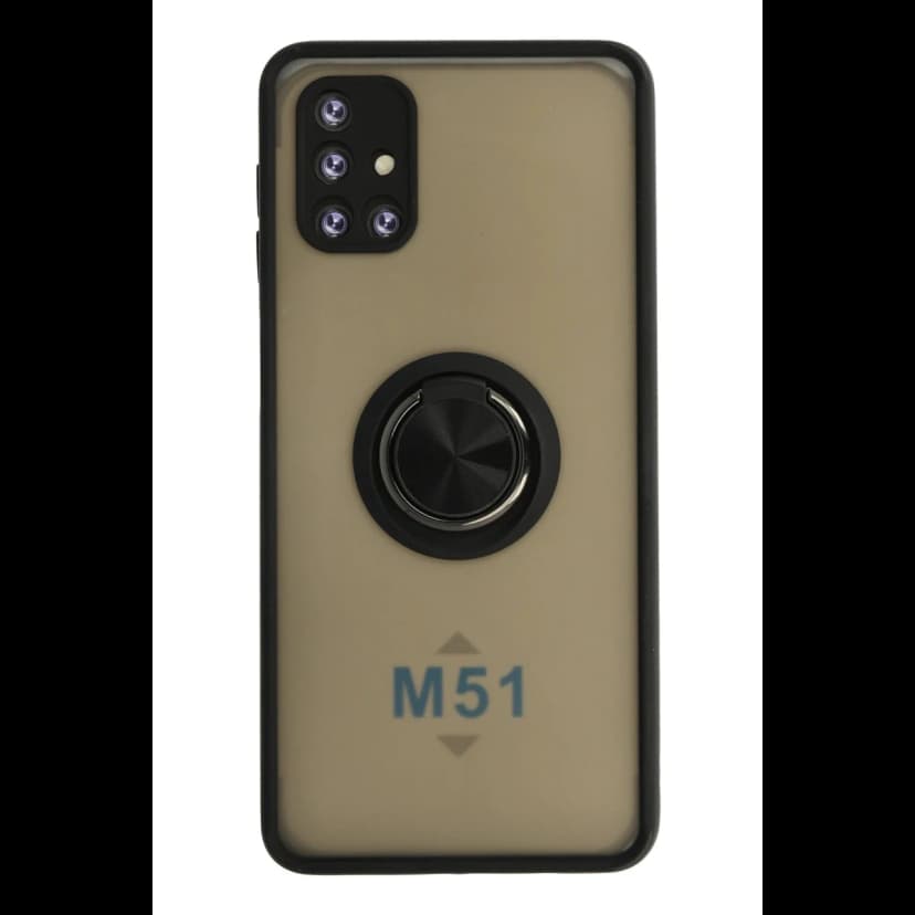 Newface Samsung Galaxy M51 Kılıf Montreal Yüzüklü Silikon Kapak - Siyah