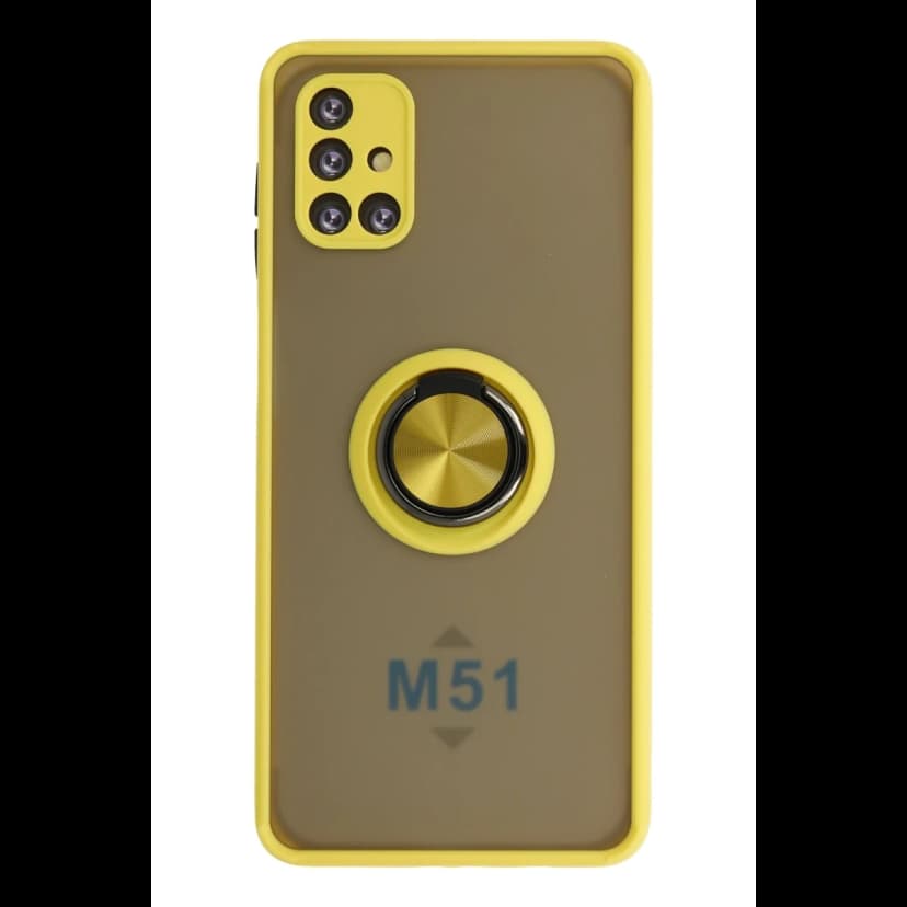 Newface Samsung Galaxy M51 Kılıf Montreal Yüzüklü Silikon Kapak - Sarı
