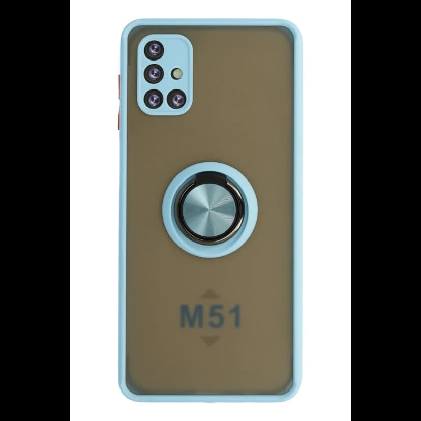 Newface Samsung Galaxy M51 Kılıf Montreal Yüzüklü Silikon Kapak - Buz Mavi