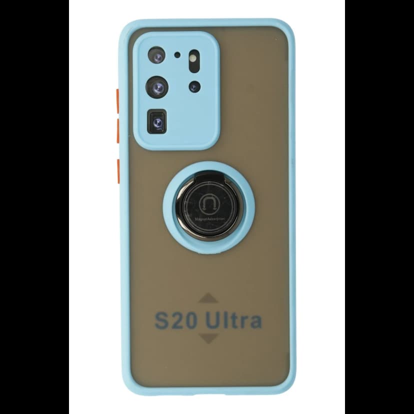 Newface Samsung Galaxy S20 Ultra Kılıf Montreal Yüzüklü Silikon Kapak - Buz Mavi