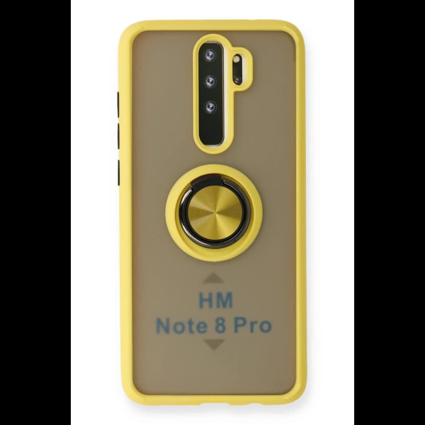 Newface Xiaomi Redmi Note 8 Pro Kılıf Montreal Yüzüklü Silikon Kapak - Sarı