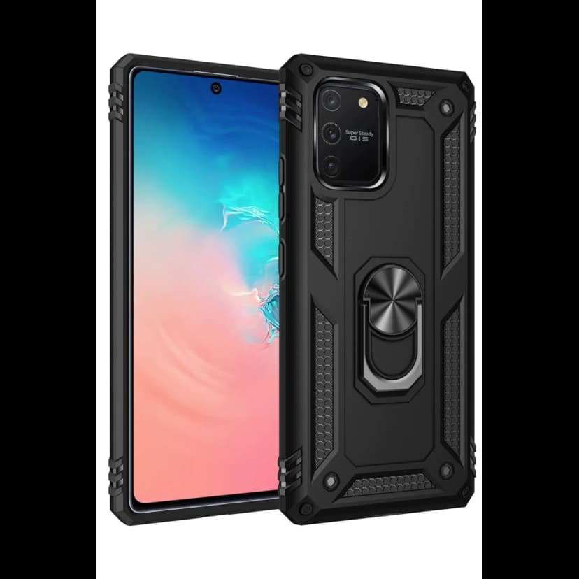 Newface Samsung Galaxy A91 / S10 Lite Kılıf Sofya Yüzüklü Silikon Kapak - Siyah