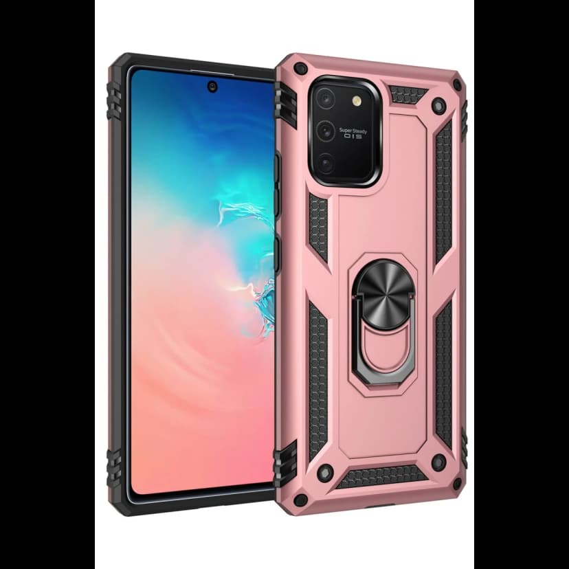 Newface Samsung Galaxy A91 / S10 Lite Kılıf Sofya Yüzüklü Silikon Kapak - Rose