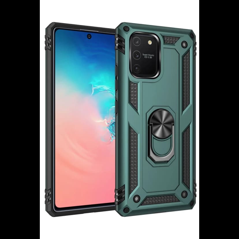 Newface Samsung Galaxy A91 / S10 Lite Kılıf Sofya Yüzüklü Silikon Kapak - Yeşil
