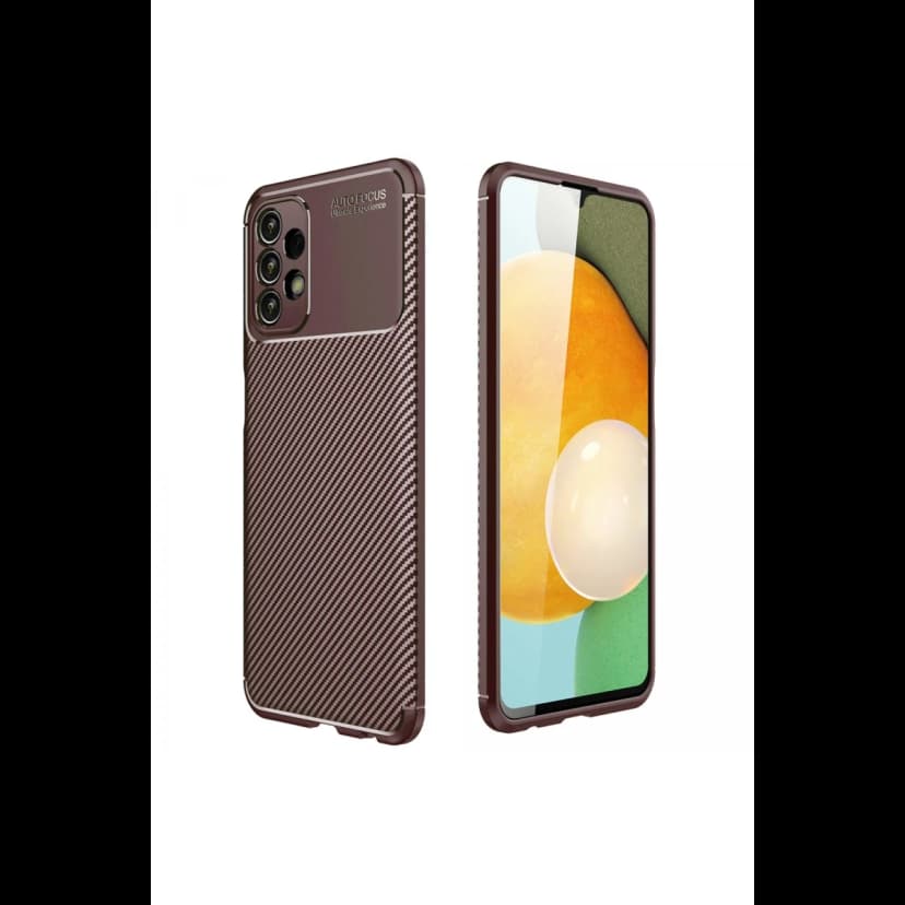 Newface Samsung Galaxy A13 4G Kılıf Auto Focus Karbon Kapak - Kahverengi