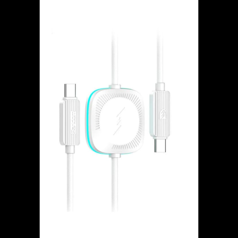 Earldom WC42 1.2M 60W Type-C to Type-C ve 2.5W Kablosuz Saat Şarj Çıkışlı 2in1 PD Hızlı Şarj Kablosu - Beyaz