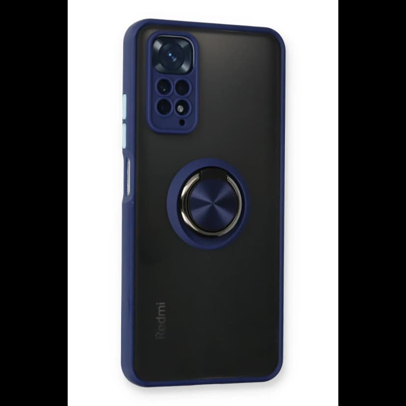 Newface Xiaomi Redmi Note 11 Kılıf Montreal Yüzüklü Silikon Kapak - Lacivert