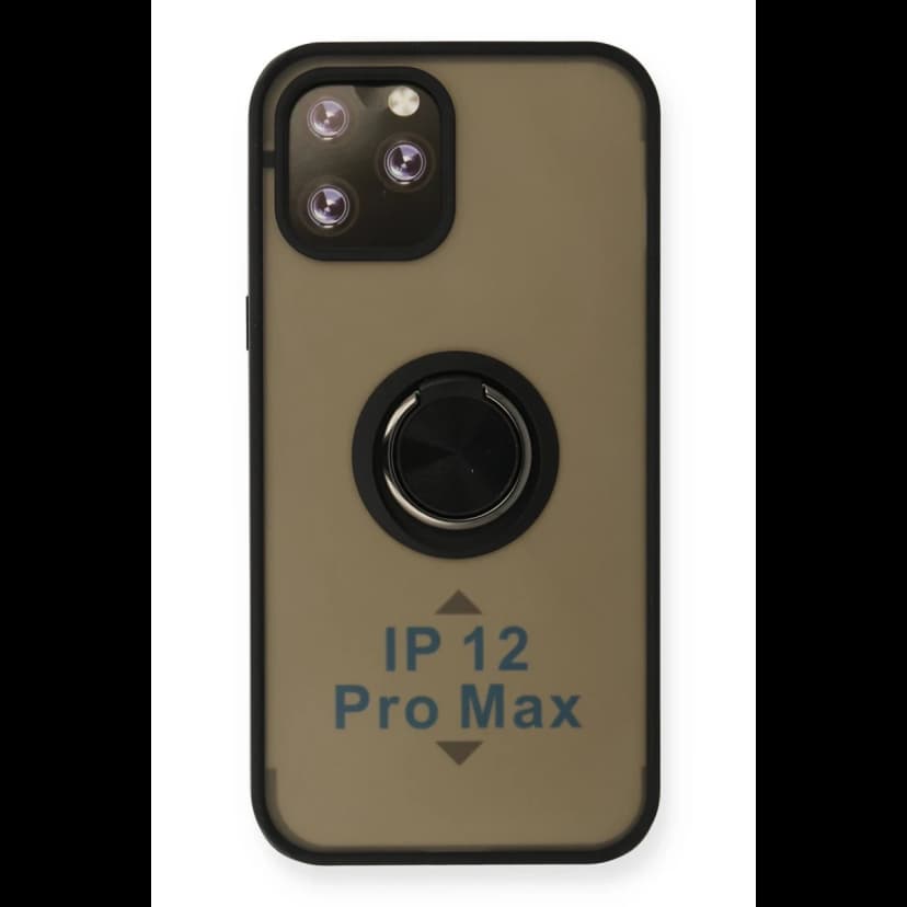 Newface Apple iPhone 12 Pro Kılıf Montreal Yüzüklü Silikon Kapak - Siyah