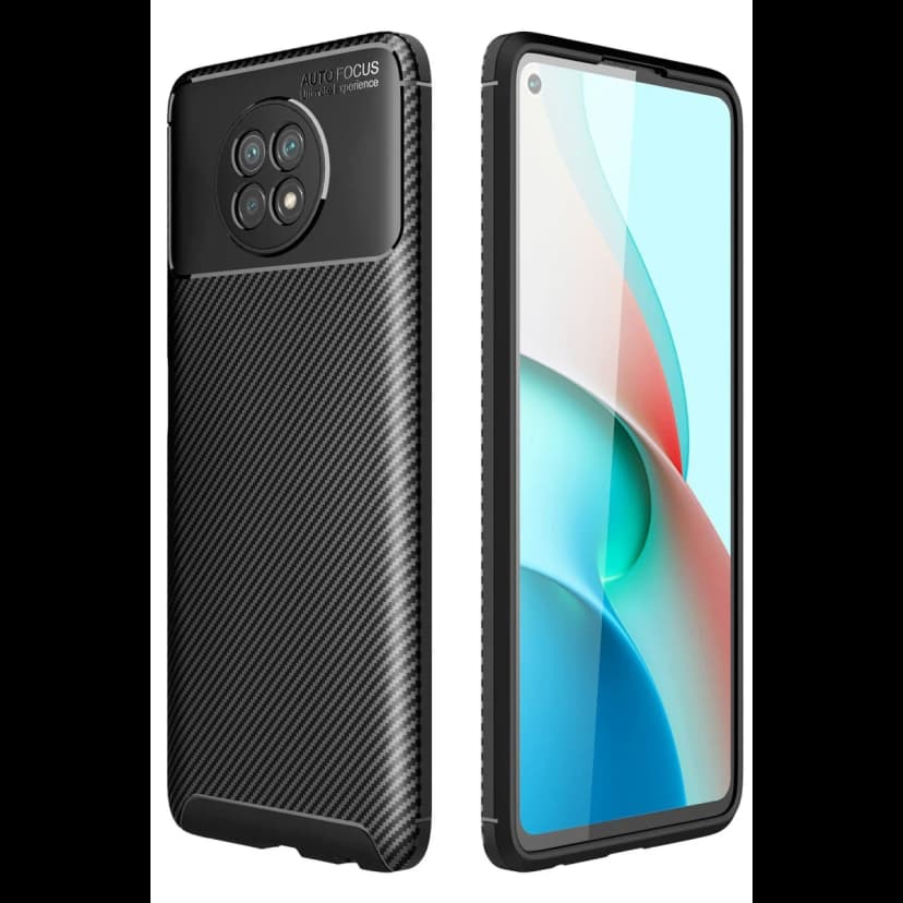 Newface Xiaomi Redmi Note 9 5G Kılıf Auto Focus Karbon Kapak - Siyah