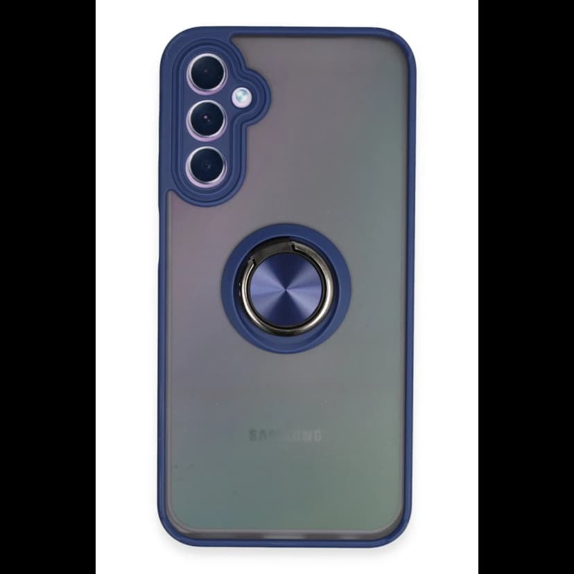 Newface Samsung Galaxy A24 4G Kılıf Montreal Yüzüklü Silikon Kapak - Lacivert