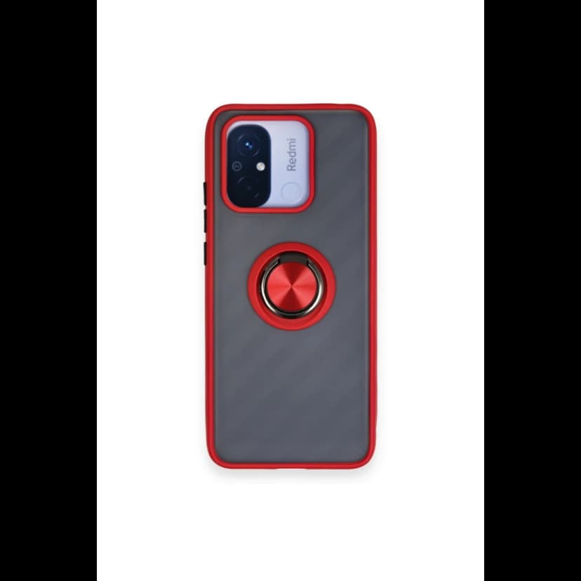 Newface Xiaomi Redmi 12C Kılıf Montreal Yüzüklü Silikon Kapak - Kırmızı