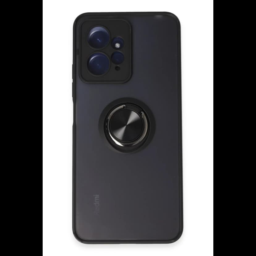 Newface Xiaomi Redmi Note 12 4G Kılıf Montreal Yüzüklü Silikon Kapak - Siyah