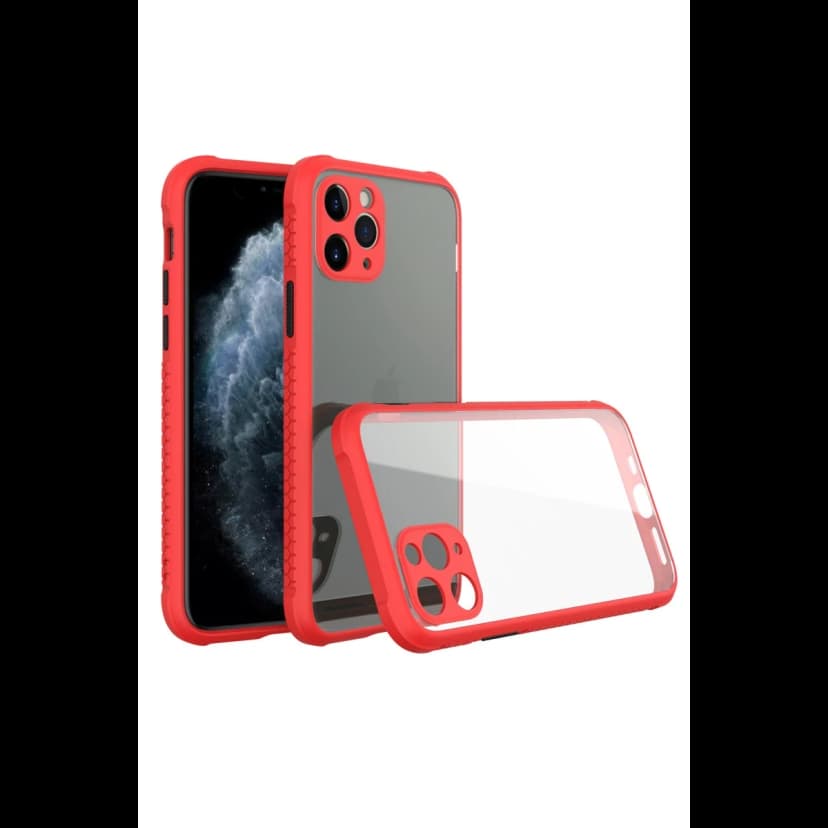 Newface Apple iPhone 11 Pro Kılıf Miami Şeffaf Silikon - Kırmızı