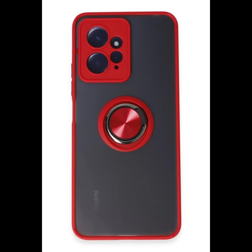 Newface Xiaomi Redmi Note 12 4G Kılıf Montreal Yüzüklü Silikon Kapak - Kırmızı