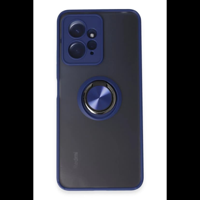 Newface Xiaomi Redmi Note 12 4G Kılıf Montreal Yüzüklü Silikon Kapak - Lacivert