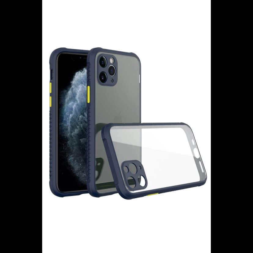 Newface Apple iPhone 11 Pro Max Kılıf Miami Şeffaf Silikon - Lacivert