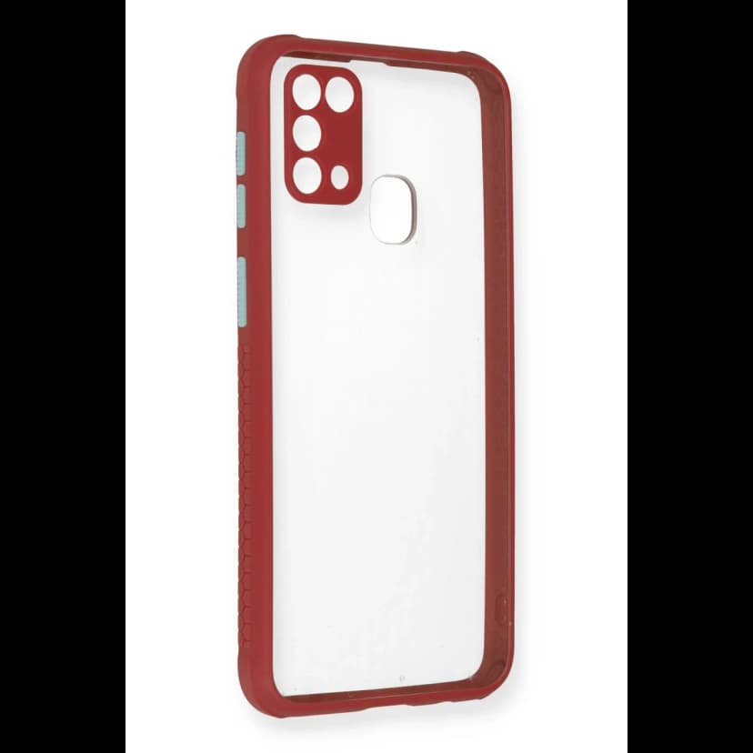 Newface Samsung Galaxy M31 Kılıf Miami Şeffaf Silikon - Fuşya