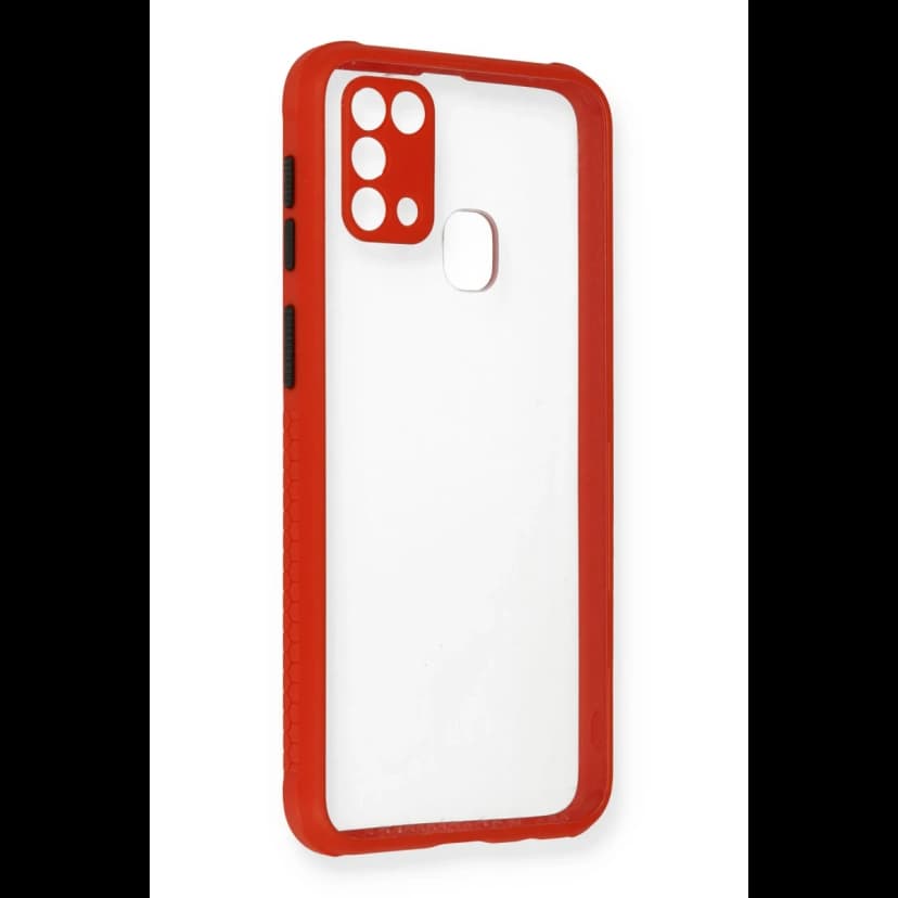 Newface Samsung Galaxy M31 Kılıf Miami Şeffaf Silikon - Kırmızı