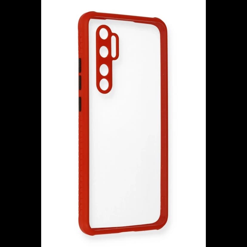 Newface Xiaomi Mi Note 10 Lite Kılıf Miami Şeffaf Silikon - Kırmızı