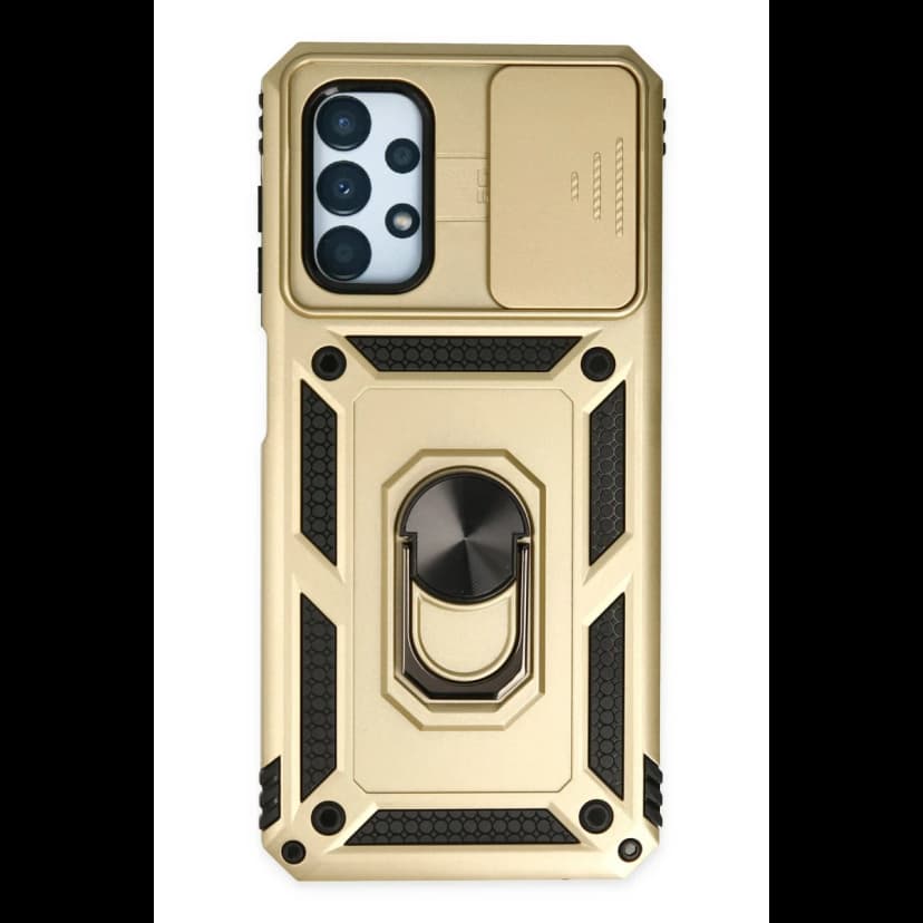 Newface Samsung Galaxy A33 5G Kılıf Pars Lens Yüzüklü Silikon - Gold