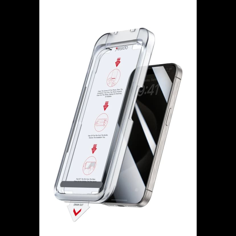 Yesido Apple iPhone 14 Pro Max TG18 AutoKit Hayalet Cam Ekran Koruyucu - Siyah