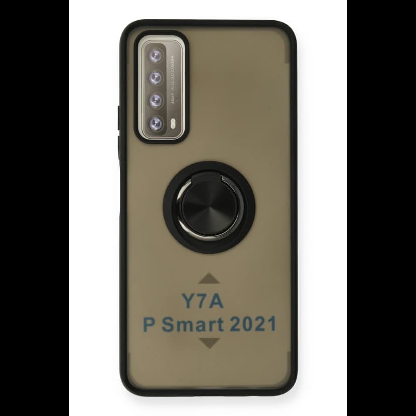 Newface Huawei P Smart 2021 Kılıf Montreal Yüzüklü Silikon Kapak - Siyah