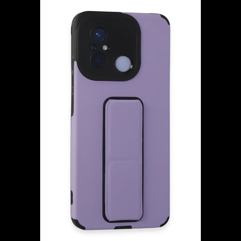 Newface Xiaomi Redmi 12C Kılıf Mega Standlı Silikon - Lila