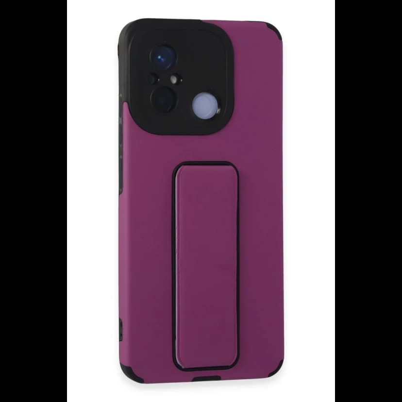 Newface Xiaomi Redmi 12C Kılıf Mega Standlı Silikon - Mor