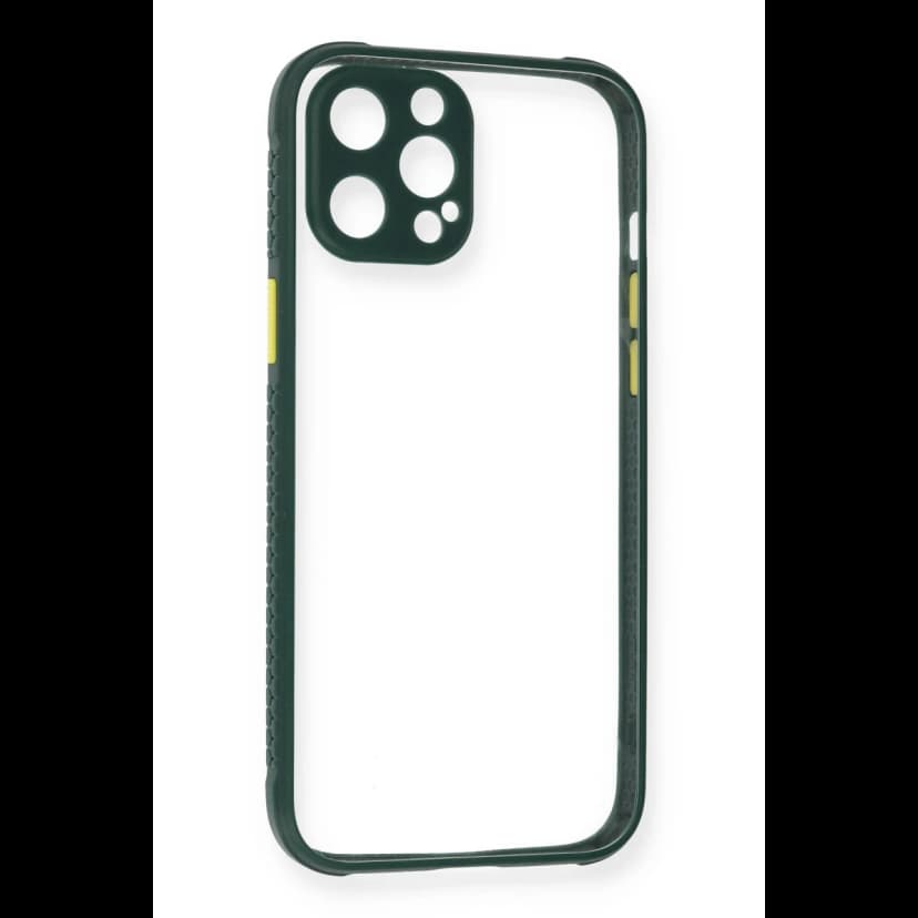 Newface Apple iPhone 12 Pro Max Kılıf Miami Şeffaf Silikon - Koyu Yeşil