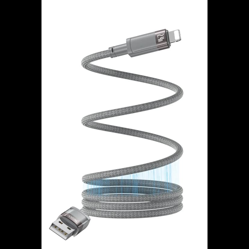 Yesido CA174 1M 27W USB to Lightning Manyetik Katlanma Özellikli PD Hızlı Şarj Kablosu - Gri