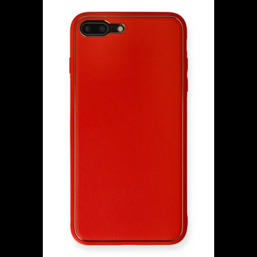 Newface Apple iPhone 7 Plus Kılıf Coco Deri Silikon Kapak - Kırmızı