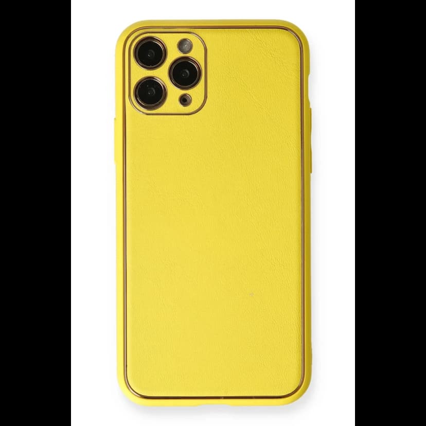Newface Apple iPhone 11 Pro Kılıf Coco Deri Silikon Kapak - Sarı