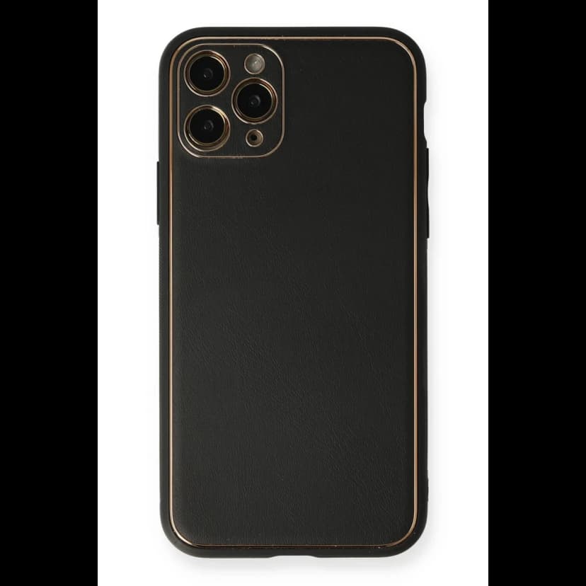 Newface Apple iPhone 11 Pro Max Kılıf Coco Deri Silikon Kapak - Siyah