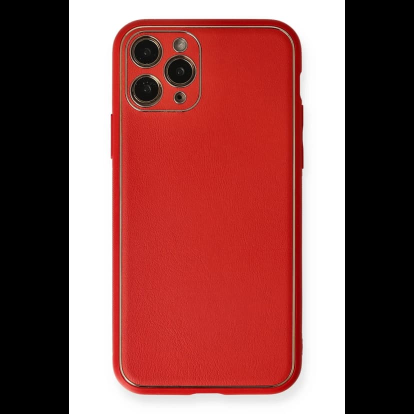Newface Apple iPhone 11 Pro Max Kılıf Coco Deri Silikon Kapak - Kırmızı
