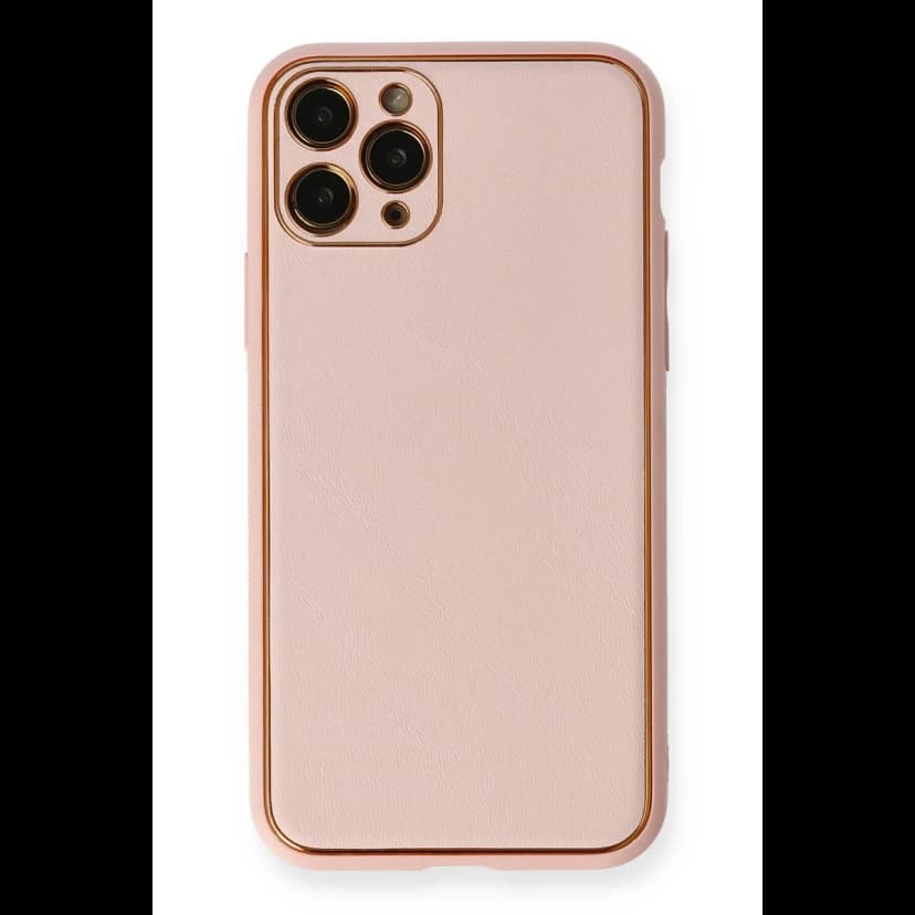 Newface Apple iPhone 11 Pro Max Kılıf Coco Deri Silikon Kapak - Pembe